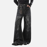 Streetwear Lightning Pattern Vintage Wide Leg Jeans
