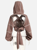 Y2K Contrast Color Open Line Hoodie
