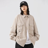 Long Sleeve Multiple Pockets Cargo Shirt
