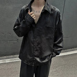 Solid Color Jacquard Lapel Pocket Shirt