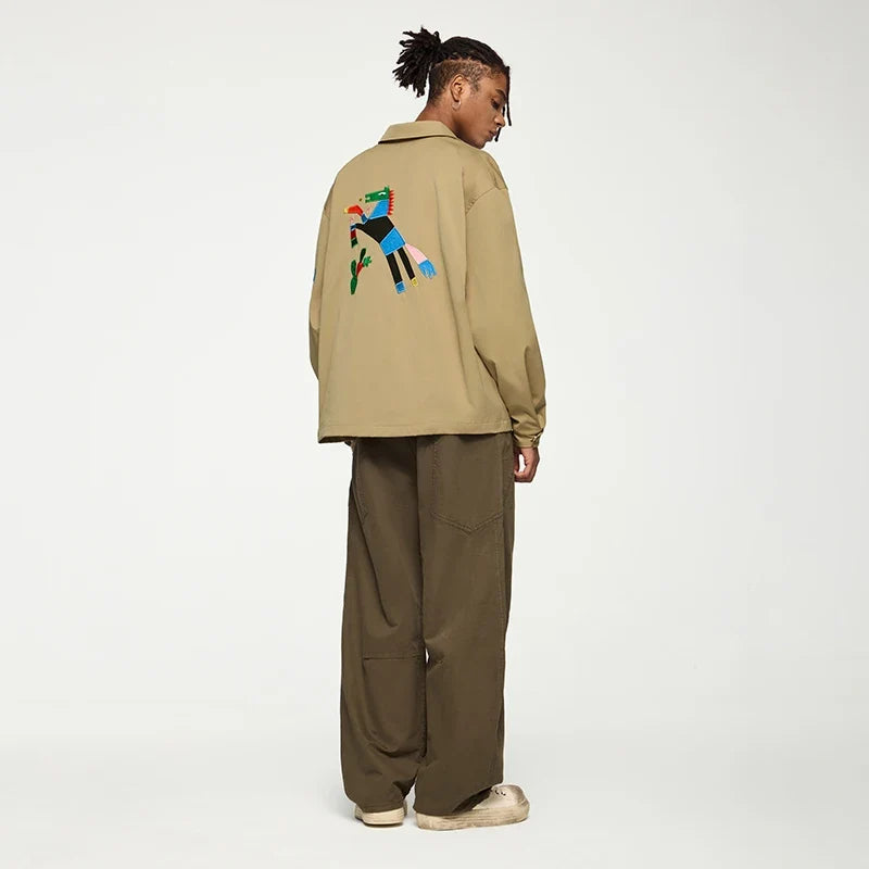 Embroidered Bird And Palm Tree Jacket