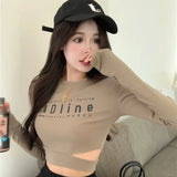 Retro Letter Printed Crop Tops