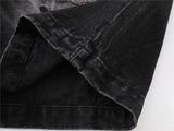 Flattering Black Distressed Ripped Denim Short
