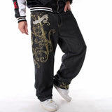 Embroidered Spliced Straight Fit Denim Jeans