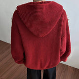 Trendy Knitt Hooded Raw Edge Denim Jacket