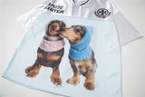 Streetwear Graphic Print Dogs Splicing Jersey T-Shirt