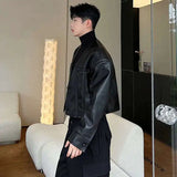 Stylish Trendy Collarless Moto Leather Jacket