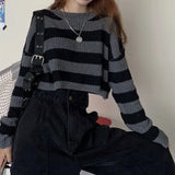 Y2K Striped Cropped Sweater