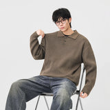 Y2K Cozy Ribbed Knit Polo Collar Sweater