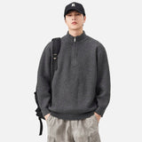 Cozy Black Turtleneck Half Zipper Sweater