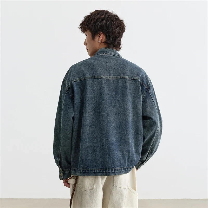 Stylish Washed Zipper Hip Hop Denim Jacket