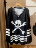 Breathable Mesh Printed V-Neck Long Sleeve T-Shirt