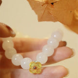 Elegant White Jade Beaded Bracelet