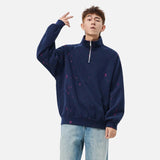 Streetwear Hip Hop Loose Half Zipper Sweatshirt