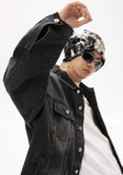 Damaged Neckline Loose Denim Jacket