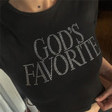 "God's Favorite" Letter Print Crop Top