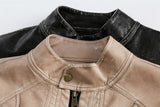 Vintage Chic Cropped Soft PU Leather Jacket
