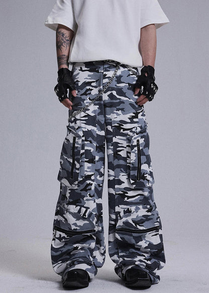 Lightweight Retro Camouflage Zipper Cargo Pants