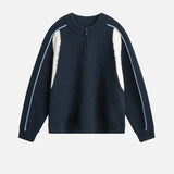 Streetwear Half Zip Mid Collar Knitwear Sweater