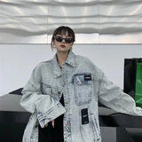 Retro American Style Letter Print Denim Jacket