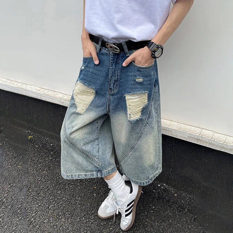 Original Gradient Cozy Vibes Washed Patched Jorts