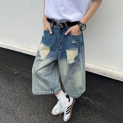 Original Gradient Cozy Vibes Washed Patched Jorts