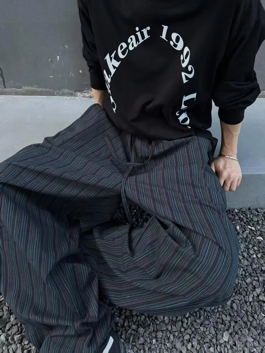Striped Blade Design Wide Pants