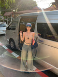 Y2K Cozy Blue Retro Wide Leg Jeans