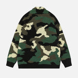 Winter Streetwear Camouflage Knitwear Cardigan