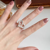 Aesthetic Geometric Hollow Heart Ring