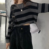 Y2K Striped Cropped Sweater