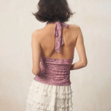 Vintage Japanese Y2K Purple Halter Top