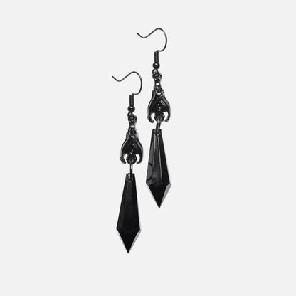 Gothic Black Bat Red Teardrop Earrings