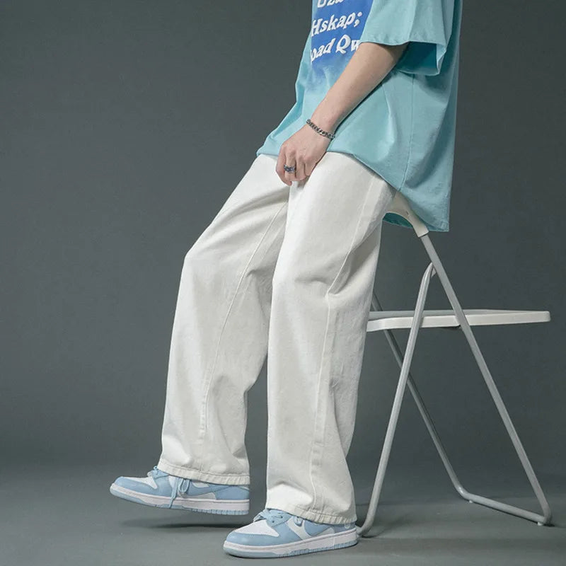 Oversized Casual Wide Leg White Jeans