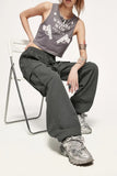 Elastic-waist Solid Cargo Pants