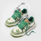 Avocado Green Starryclimb Patchwork Skate Shoes