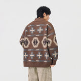 Geometric Pattern Casual Full Zip Cardigan