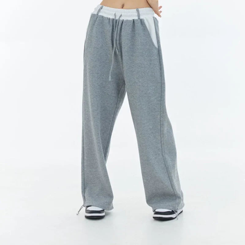 High Waist Patchwork Wide Leg Pants