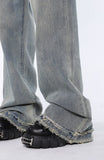 Raw Edged Baggy Washed Denim Pants