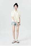 Women Japanes Style Sweet Summer Korean Loose Puff Shirt