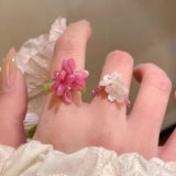 Elegant Floral Glass Bead Stretch Ring