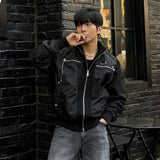Versatile Patchwork Stand Collar Zipper Jacket