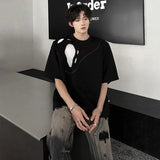 Patchwork Hollow Out Short Sleeve T-Shirt