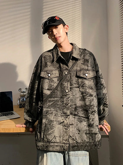 Streetwear Retro American Style Cargo Denim Jacket