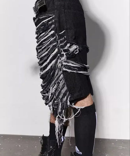 Streetwear Y2K Vintage High Waist Black Denim Jorts