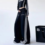 Y2K Elastic Waist Patchwork Striped SweatPants