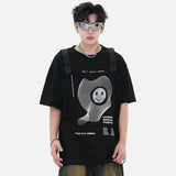 Y2K Oversized Graphic Printed Ribbon T-Shirt