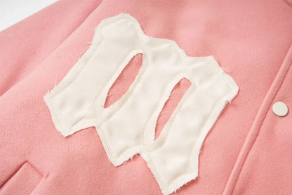 Quilted Stand Collar Letter Patch Varsity Jacket