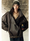 Women Brown Retro Motorcycle Leather Jacket