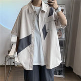 Versatile Japanese Casual Contrast Color Shirt
